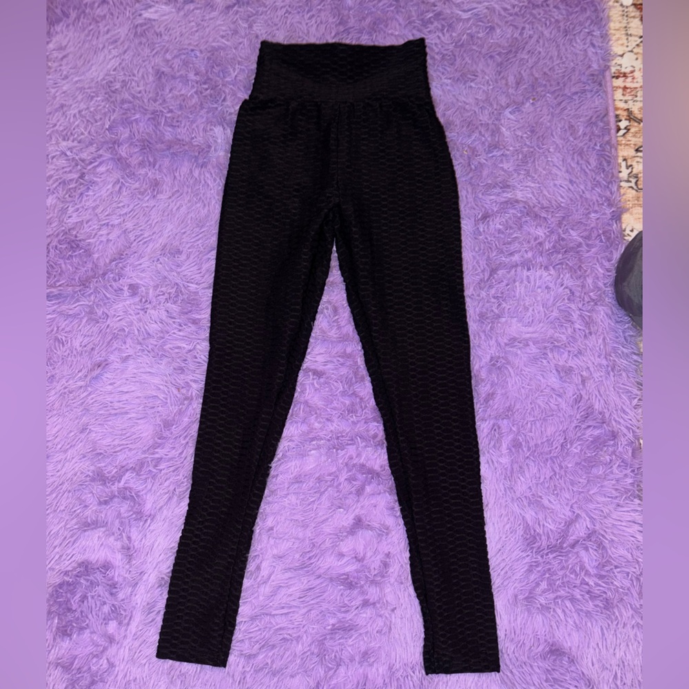 Black Textured Women's Leggings
